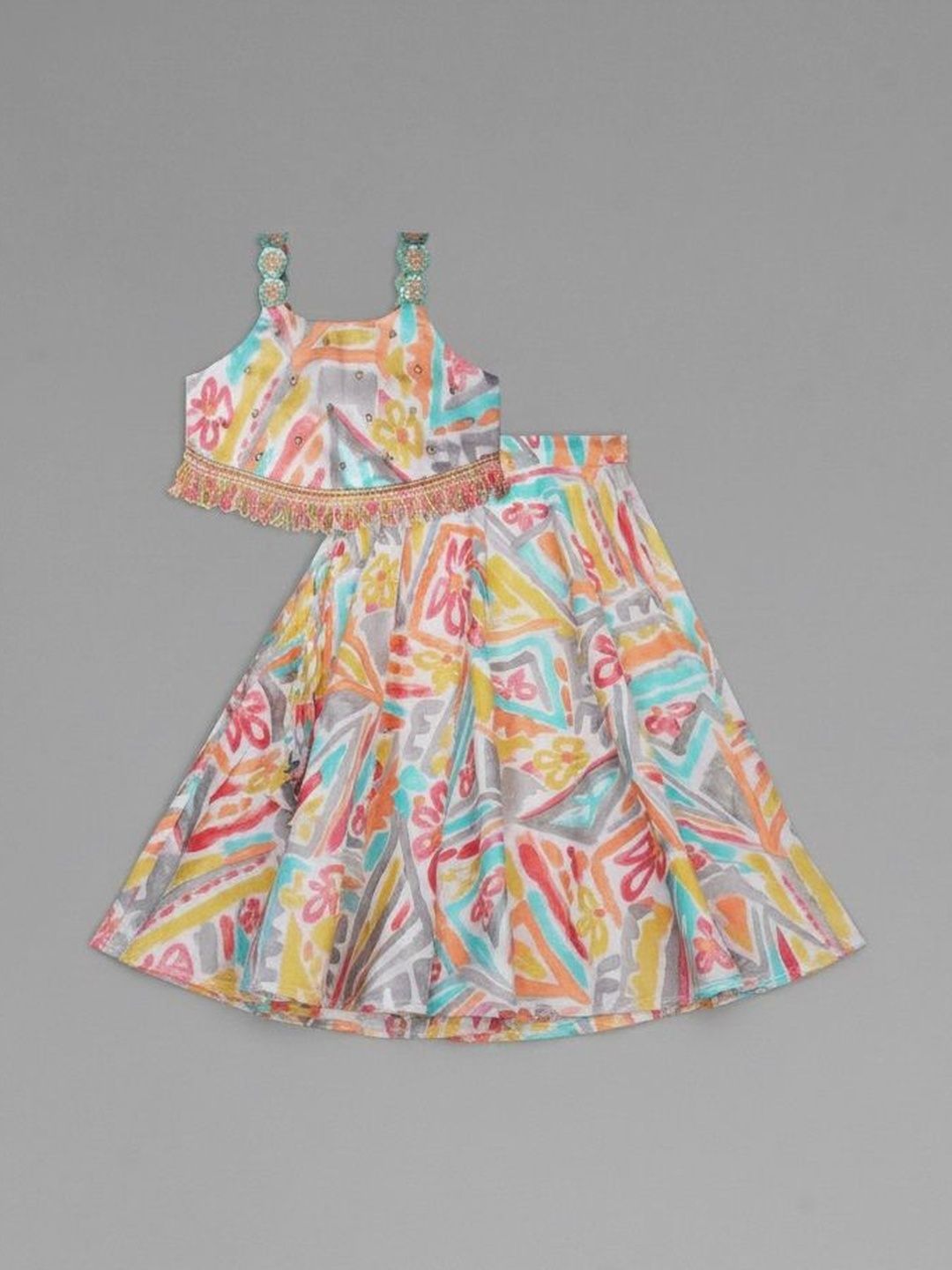 Anneca Girls Printed Sequinned Ready to Wear Lehenga &-picture-56