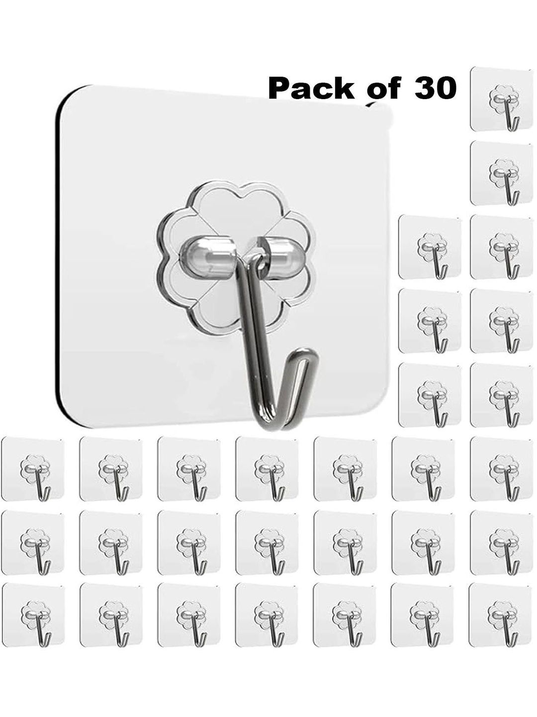 RUDRA 30Pcs Transparent Textured Self Adhesive Wall Hooks-picture-18