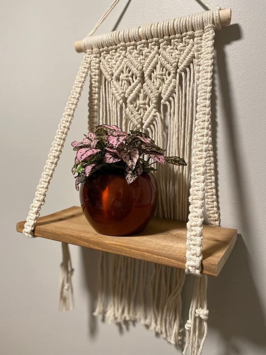 URHAN Wood Macrame Matte Wall Hangings Shelf-picture-35