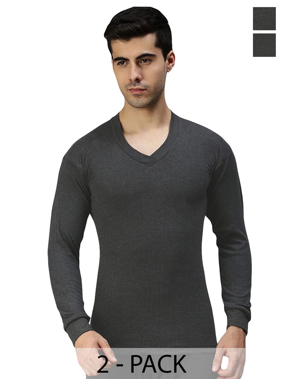 AMUL COMFY Pack of 2 V-Neck Thermal Tops-picture-15