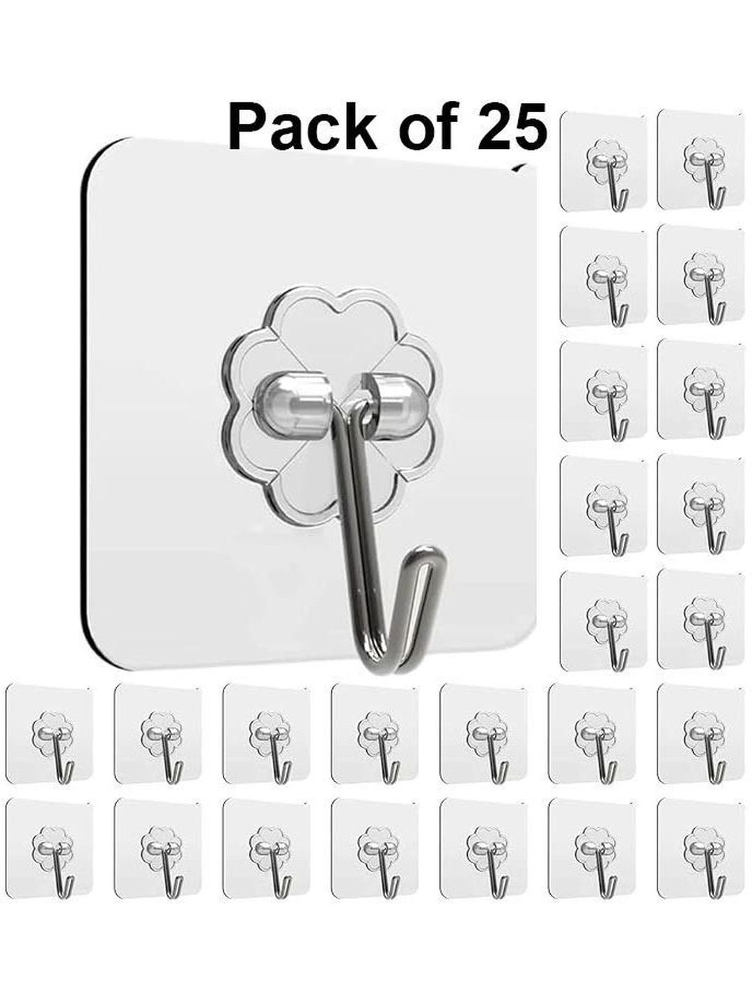 RUDRA 25Pcs Transparent Textured Self Adhesive Wall Hooks