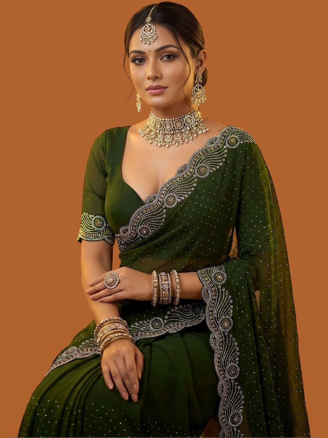 VEMEZ Embellished Zari Satin Heavy Work Saree-picture-39