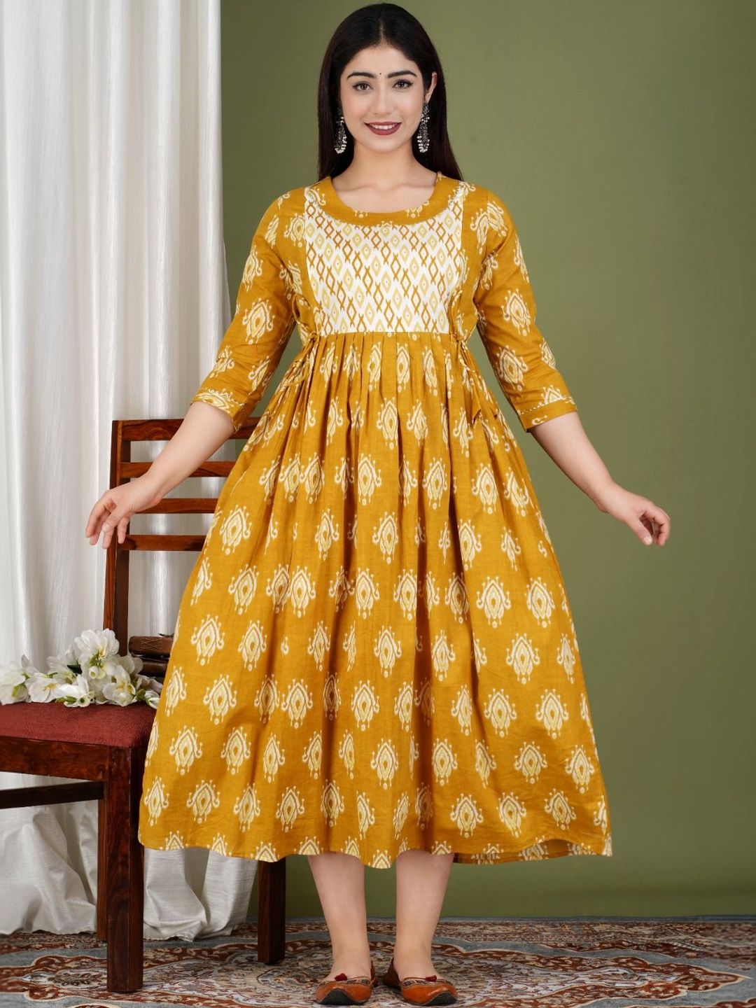 Raghav Silk Studio Women Floral Printed Thread Work Maternity Kurta-picture-31