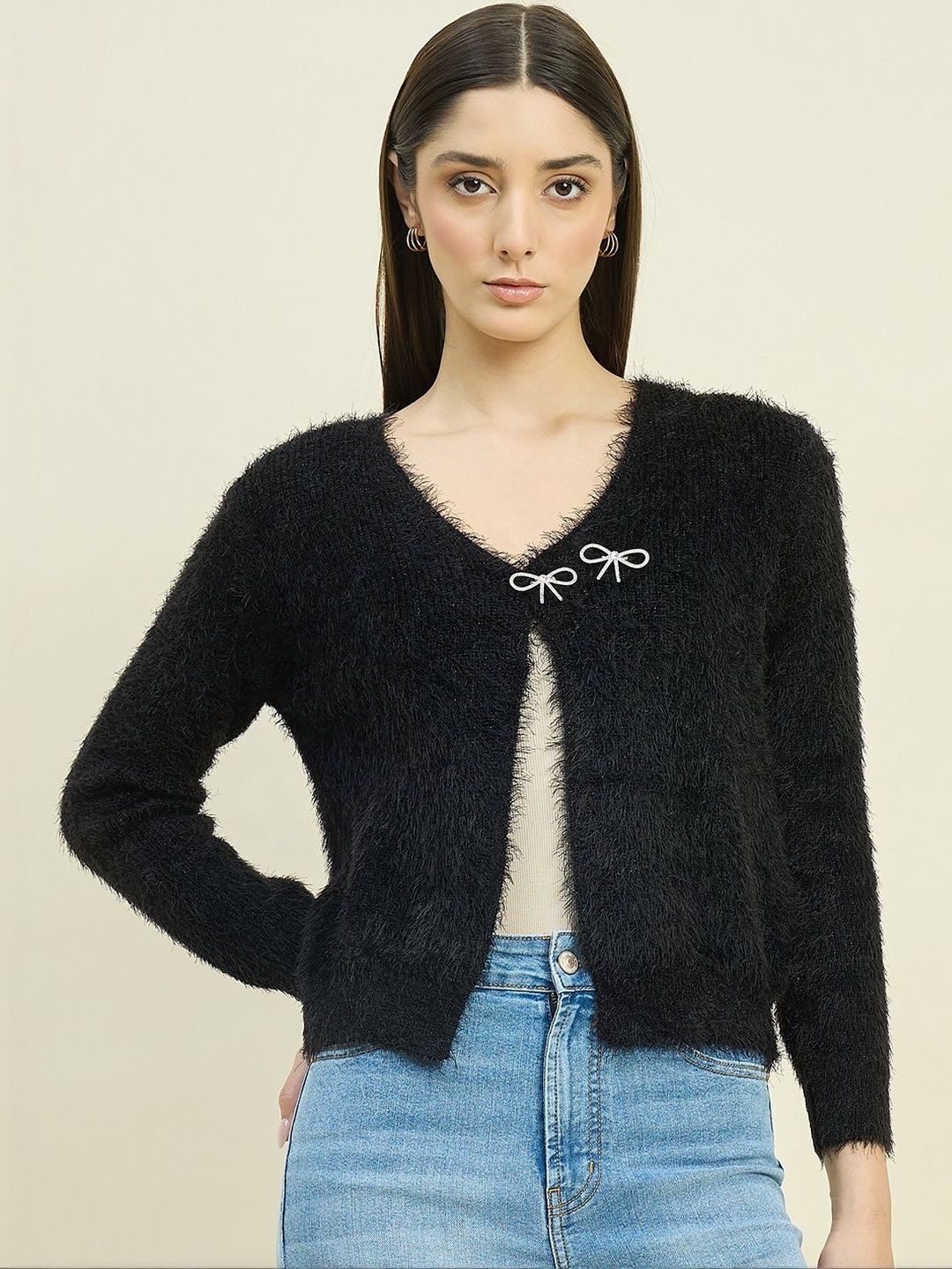 Madame Women Cardigan with Fuzzy Detail-picture-37