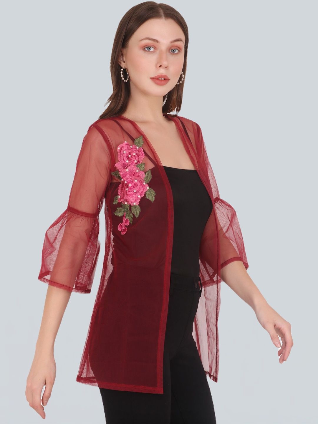 UNFAKENOW Women Party Embroidered Shrug-picture-27