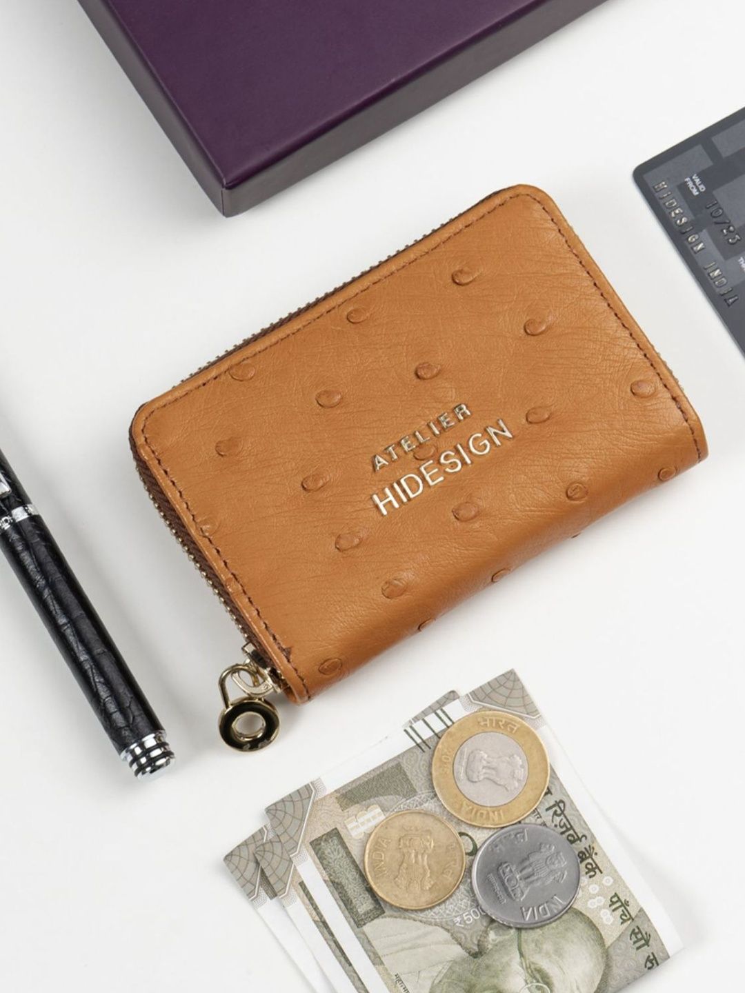 Hidesign Unisex Textured Zip Detail Leather Zip Around Wallet-image-33