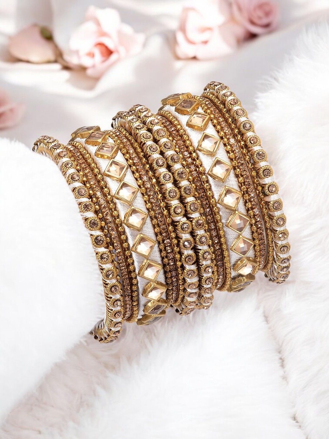 OOMPH Set Of 18 Kundan-Studded Bangles-picture-30