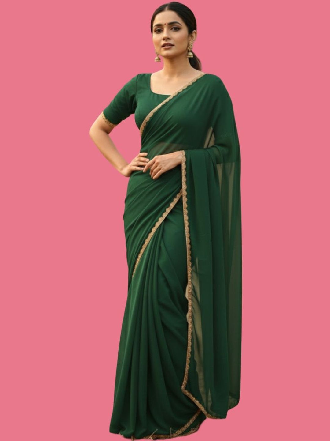 VEMEZ Beads and Stones Art Silk Mysore Silk Saree-picture-28