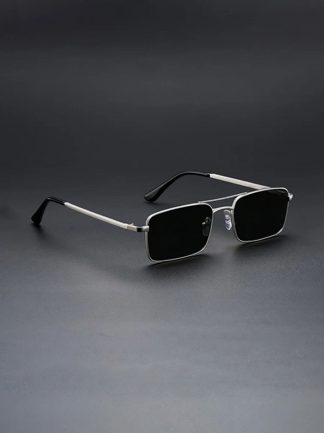 IFLASH Unisex Black Lens & Steel-Toned Rectangle Sunglasses with-picture-55