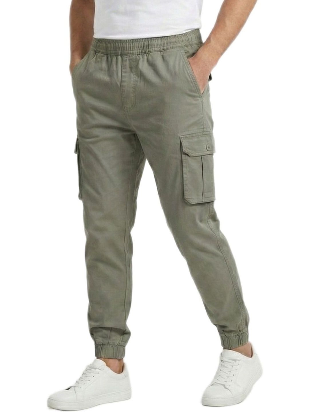 MULTIWA Men Cotton Mid-Rise Cargo Joggers-picture-34