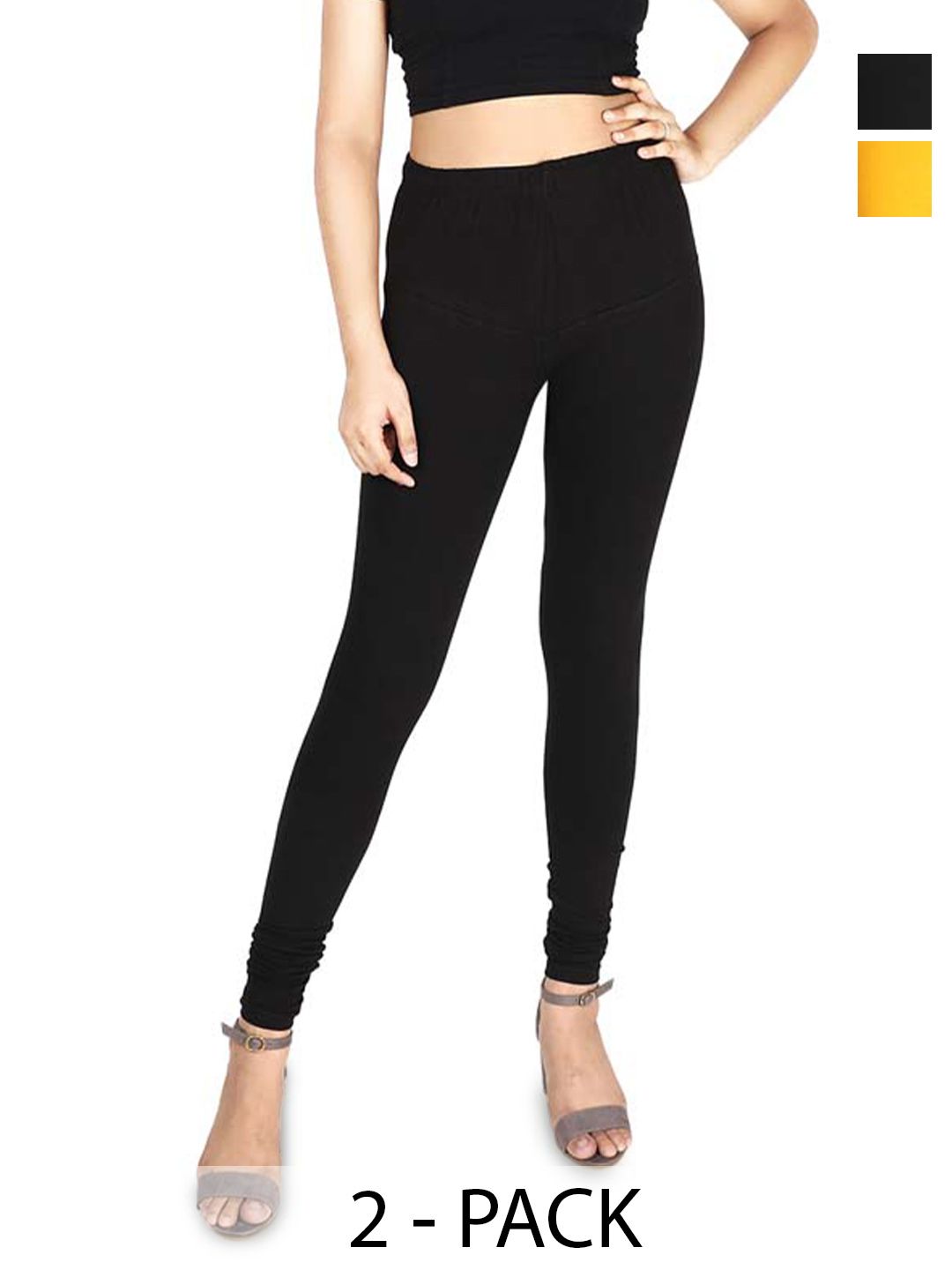 Tantulipi Pack of 2 Cotton Churidar Length Leggings-picture-29