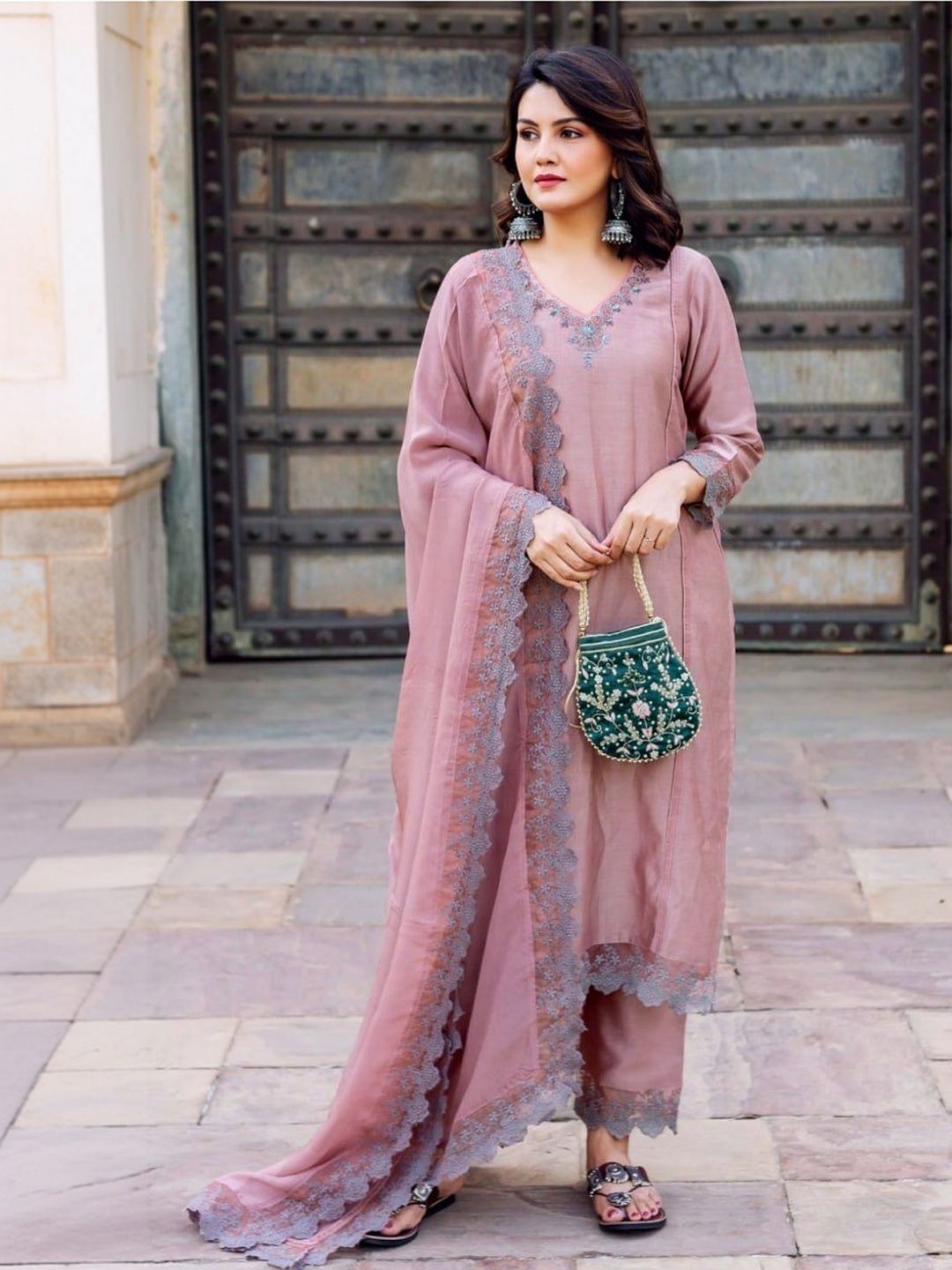 Twika Women Ethnic Motifs Embroidered Regular Thread Work Kurta with Trousers & With Dupatta-picture-31