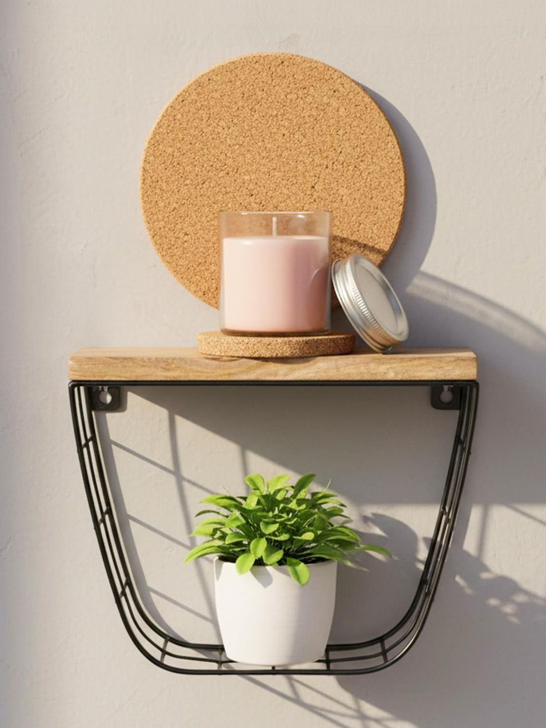 prettykrafts Brown & Black Wood Wall Shelves-picture-30