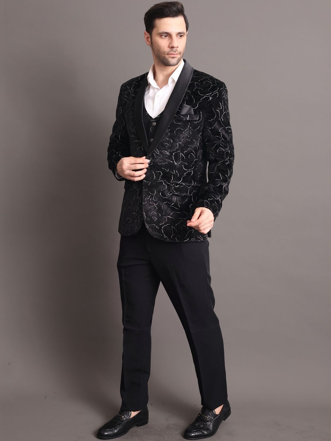 STYLES CULTURE Self Design Tailored Fit Single-Breasted 3-Piece Suits-picture-33