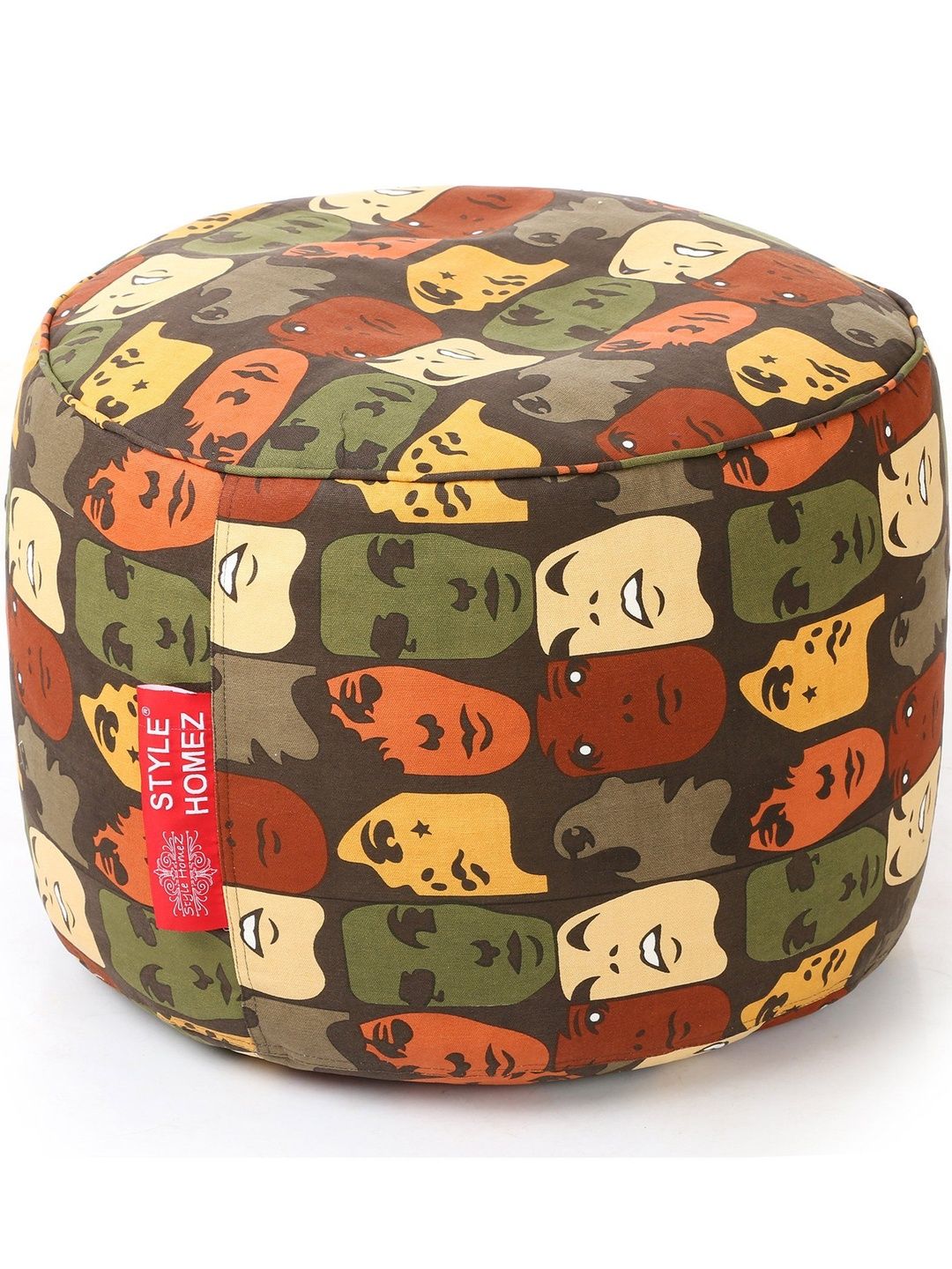 Style Homez Green & Black Printed Eco-Friendly Round Ottoman-picture-48
