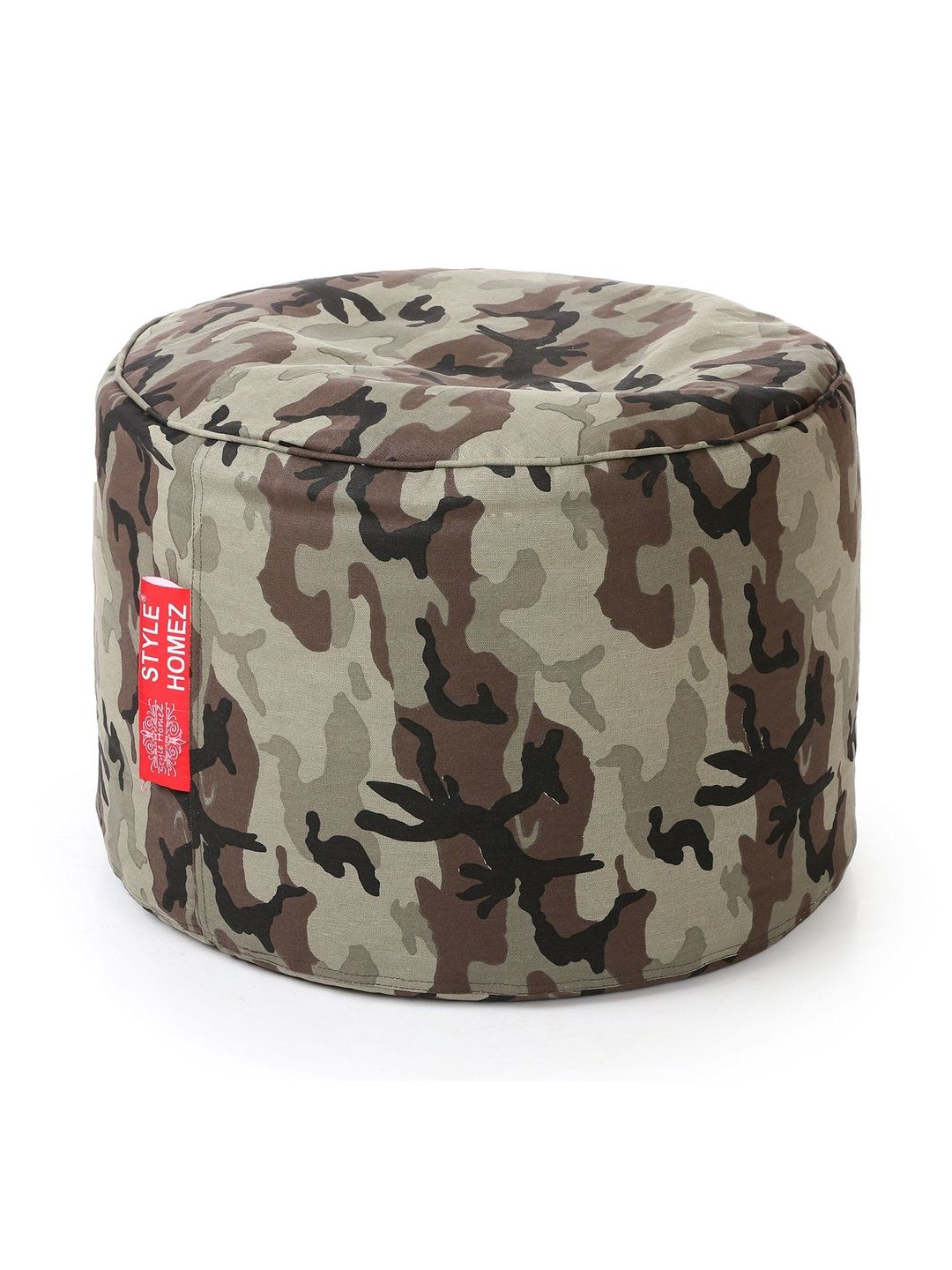 Style Homez Grey & Brown Printed Eco-Friendly Round Ottoman-picture-45