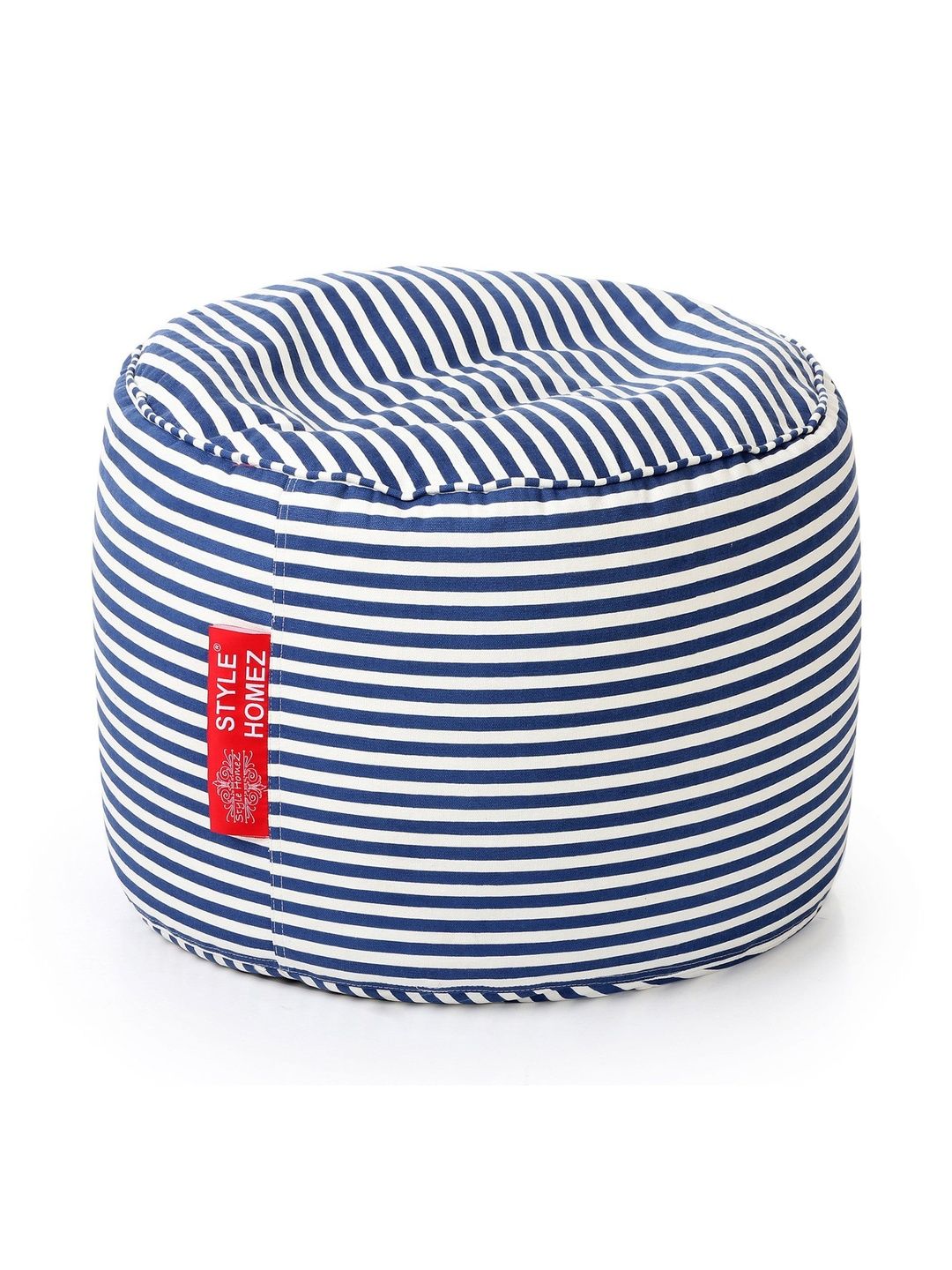 Style Homez Blue & White Striped Eco-Friendly Round Ottoman-picture-41