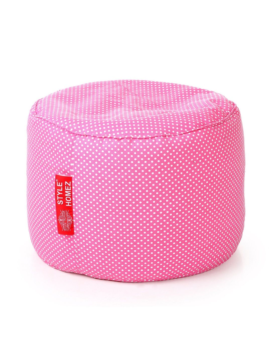 Style Homez Pink & White Printed Eco-Friendly Round Ottoman-picture-1