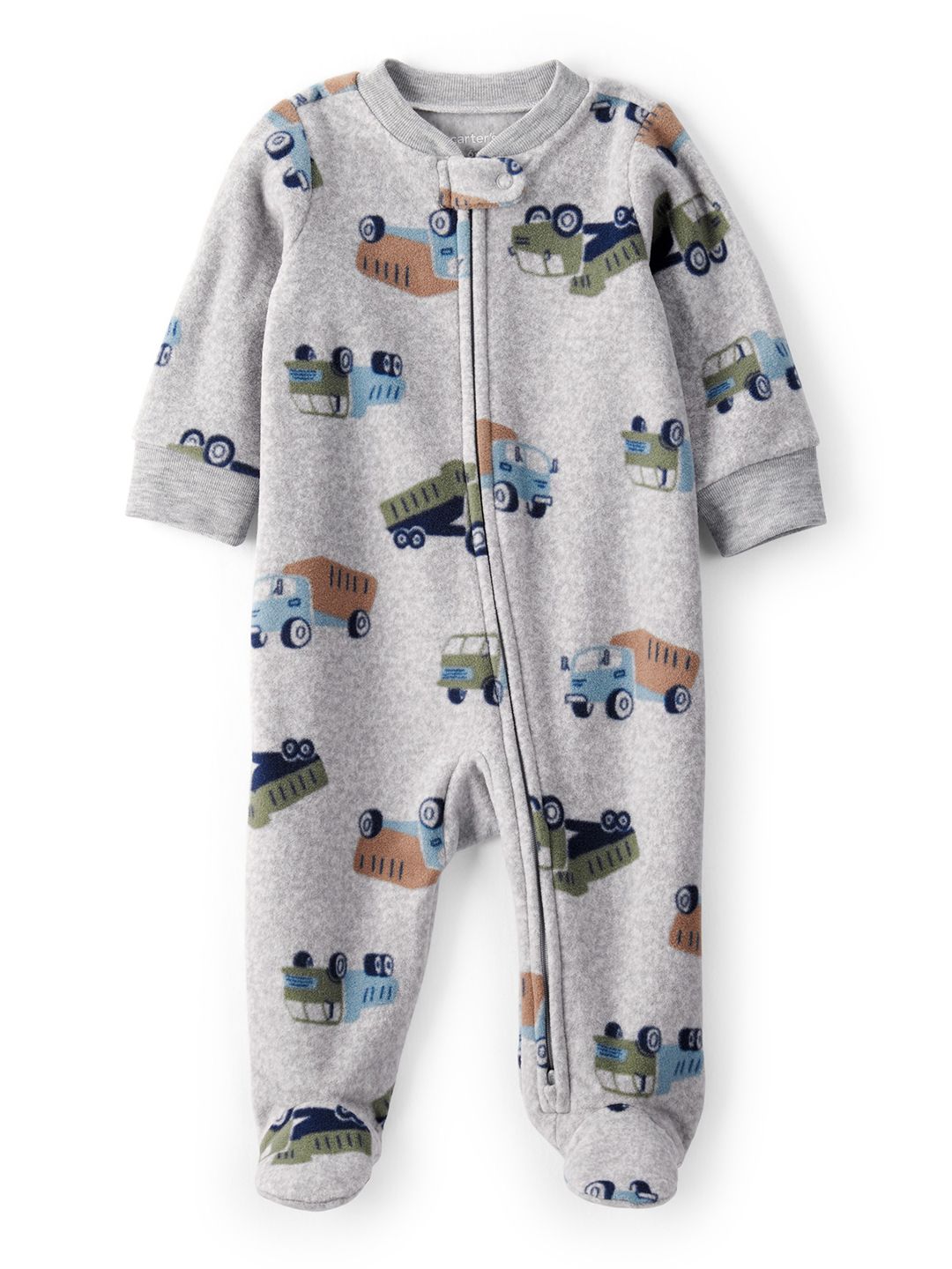 Carter's Baby Boy Construction Truck Print Loose Fit Full Sleeve Sleep & Play Sleepsuit