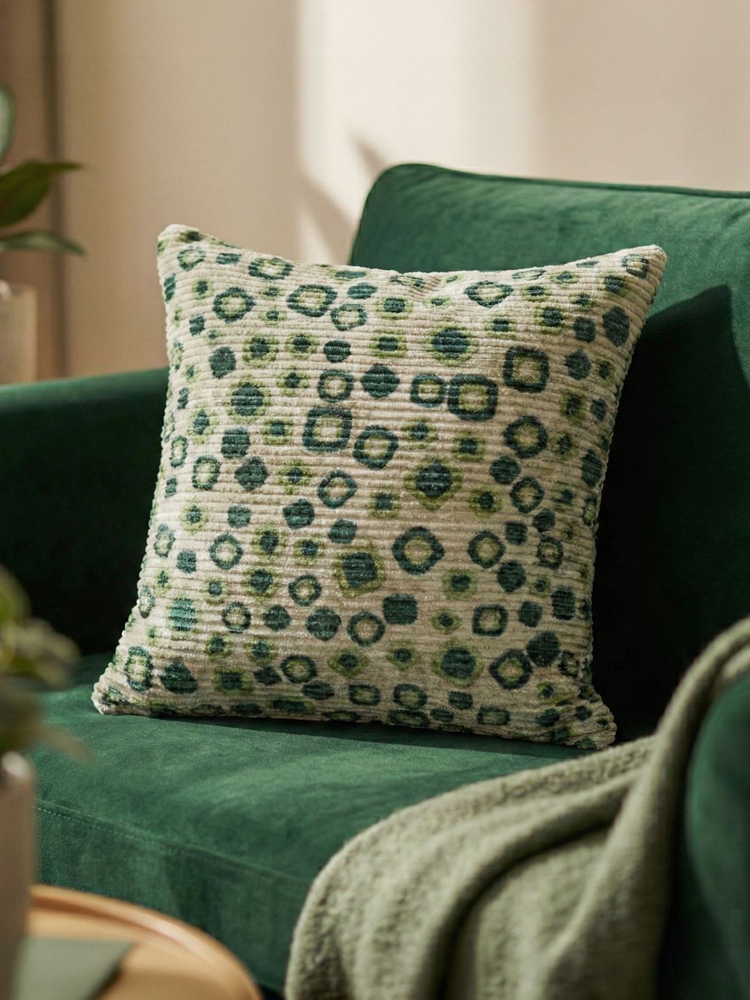 Kaleen India Green Geometric Square Cushion Covers-image-31