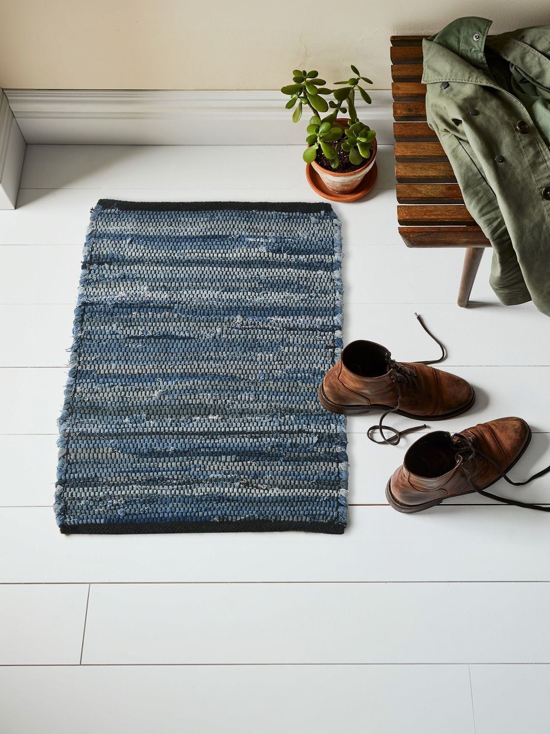 FINE TEX WORLD Blue Self Design Antiskid Doormats-picture-47
