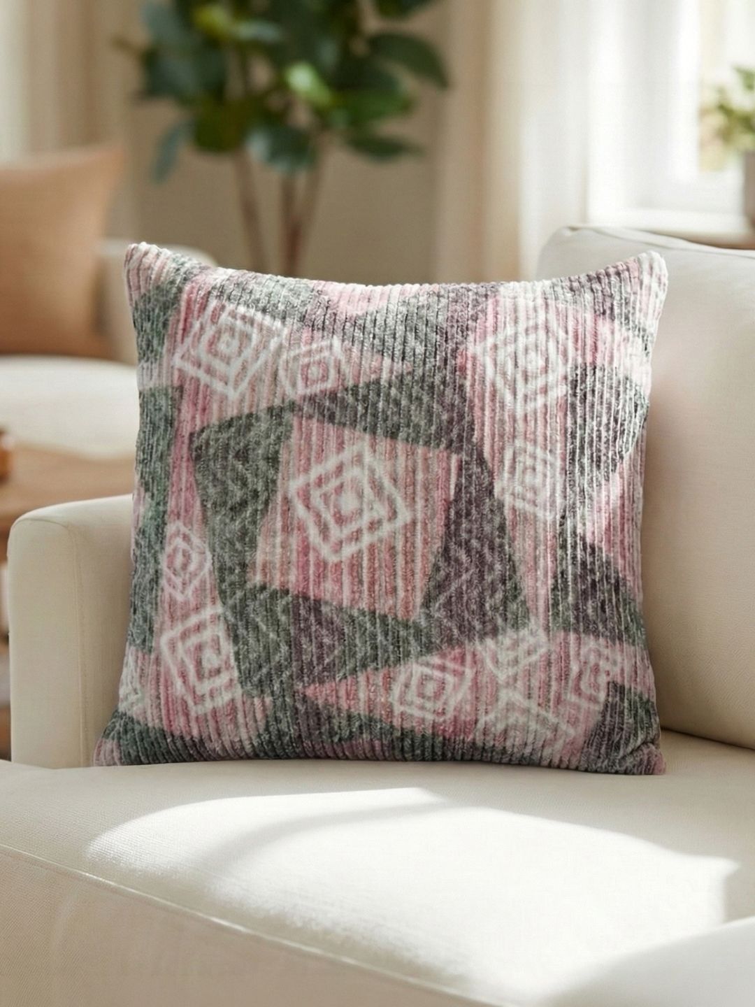 Kaleen India Mauve Geometric Square Cushion Covers-image-29