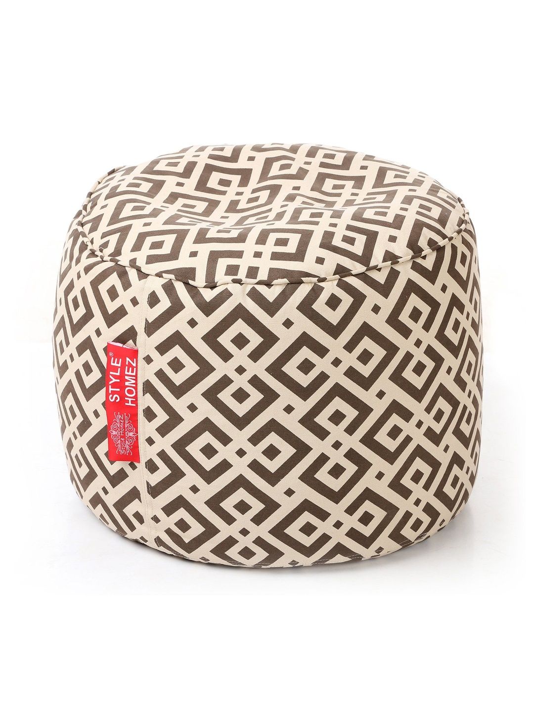Style Homez Beige & Brown Printed Eco-Friendly Round Ottoman-picture-29