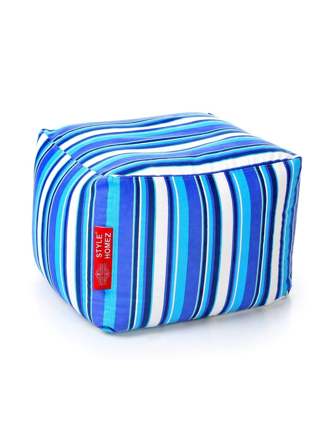 Style Homez Blue Striped Square Ottoman-picture-33