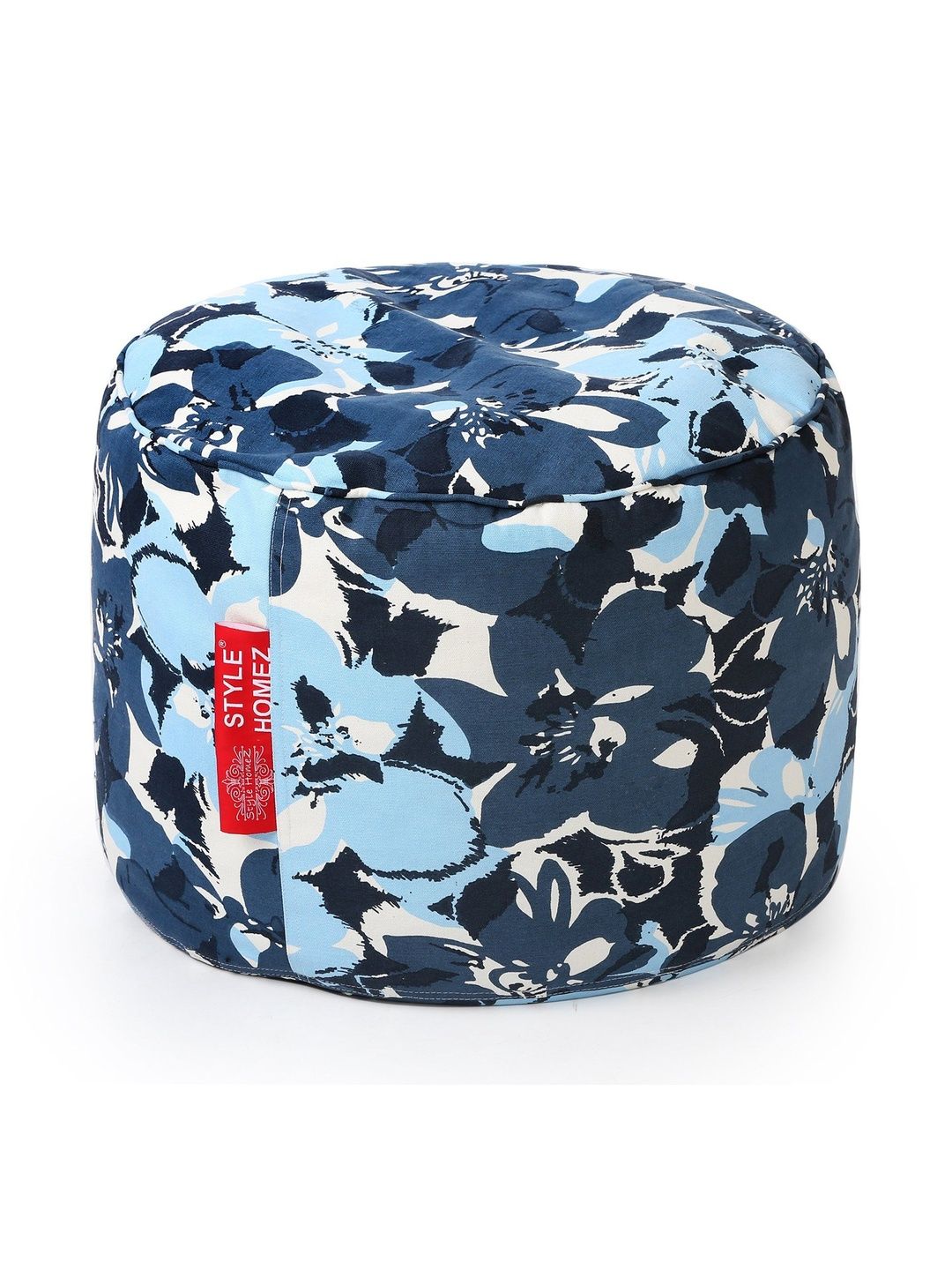 Style Homez Blue & White Printed Eco-Friendly Round Ottoman-picture-56