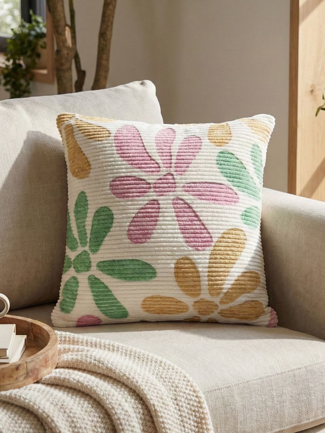 Kaleen India Multicoloured Floral Square Cushion Covers-image-45