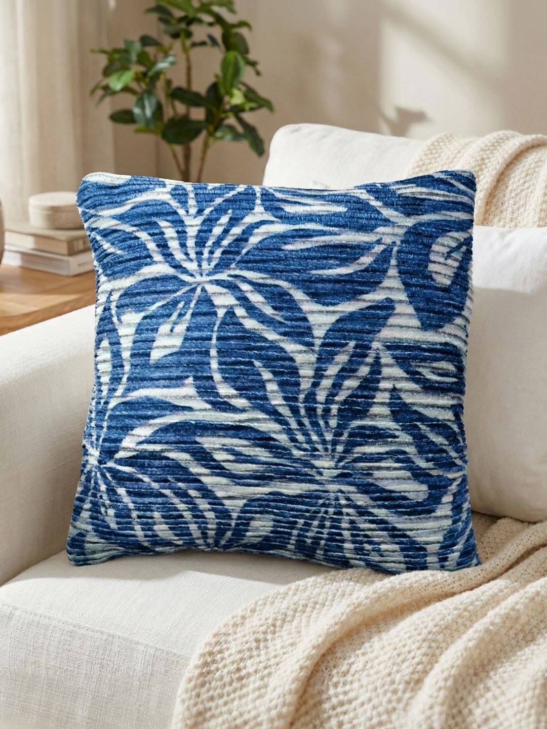 Kaleen India Blue Floral Square Cushion Covers-image-49