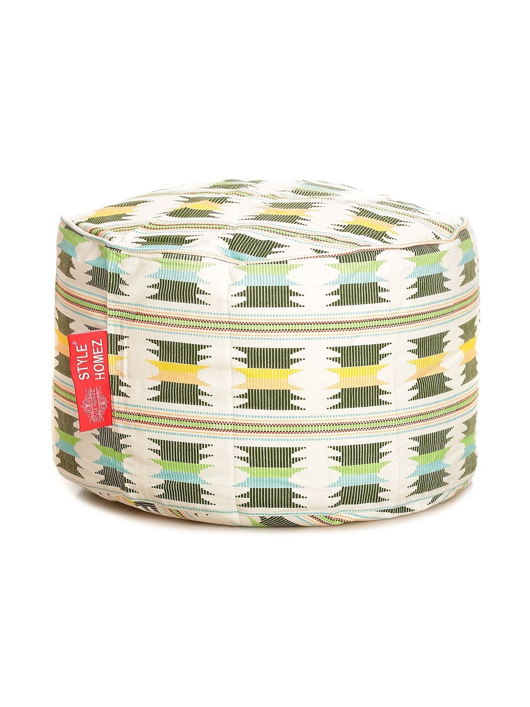 Style Homez White & Green Printed Eco-Friendly Round Ottoman-picture-11