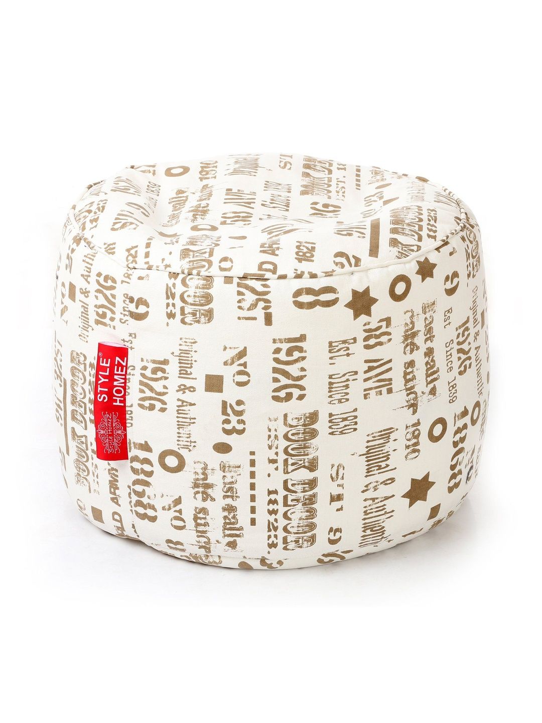 Style Homez Beige & Brown Printed Eco-Friendly Round Ottoman-picture-44