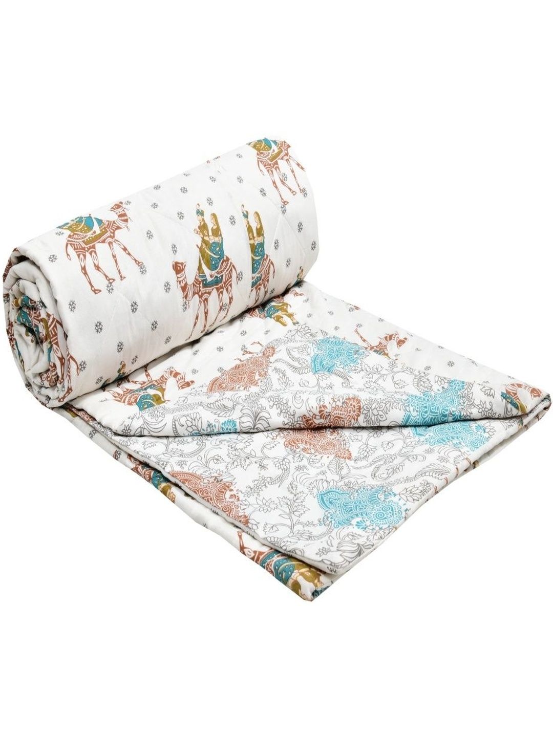Sangria White & Brown Pure Cotton Reversible 110 GSM AC Room Dohar-picture-29