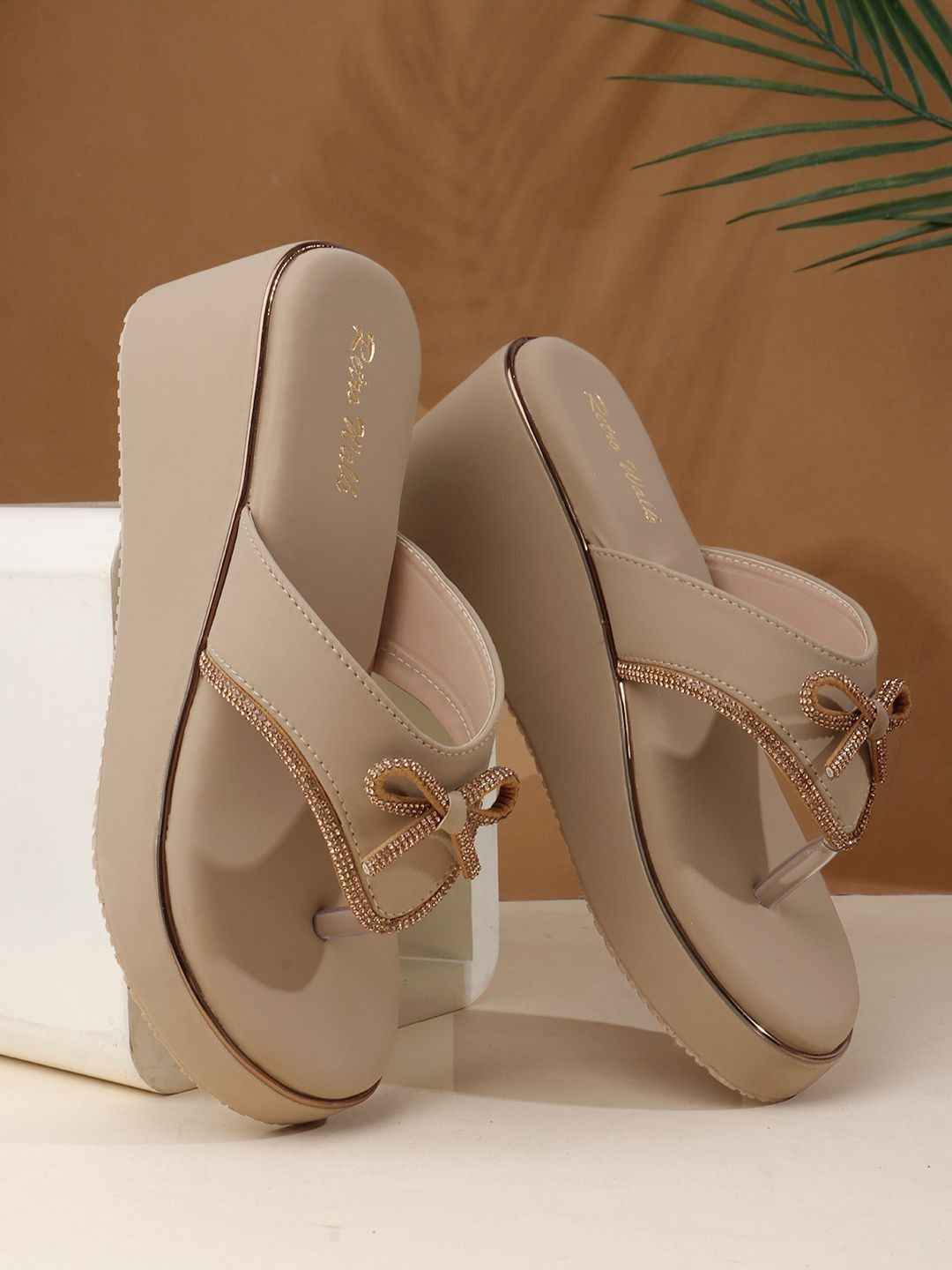 Retro Walk Wedge Sandals with Bows-image-4
