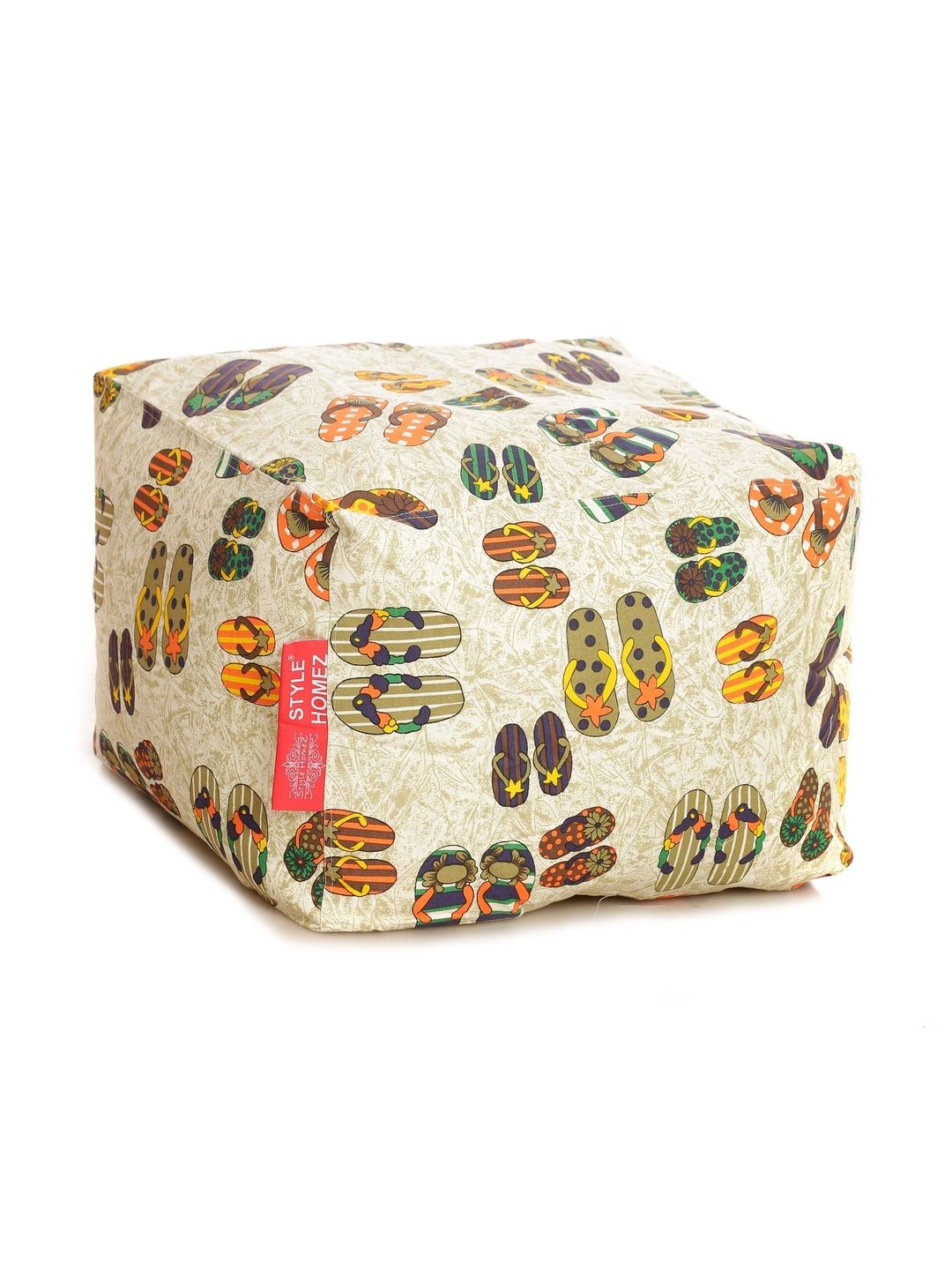 Style Homez White & Green Printed Eco-Friendly Square Ottoman-picture-32