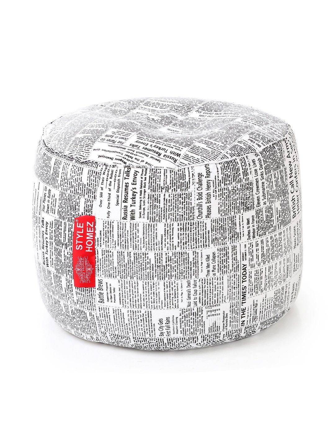 Style Homez White & Black Printed Eco-Friendly Round Ottoman-picture-37