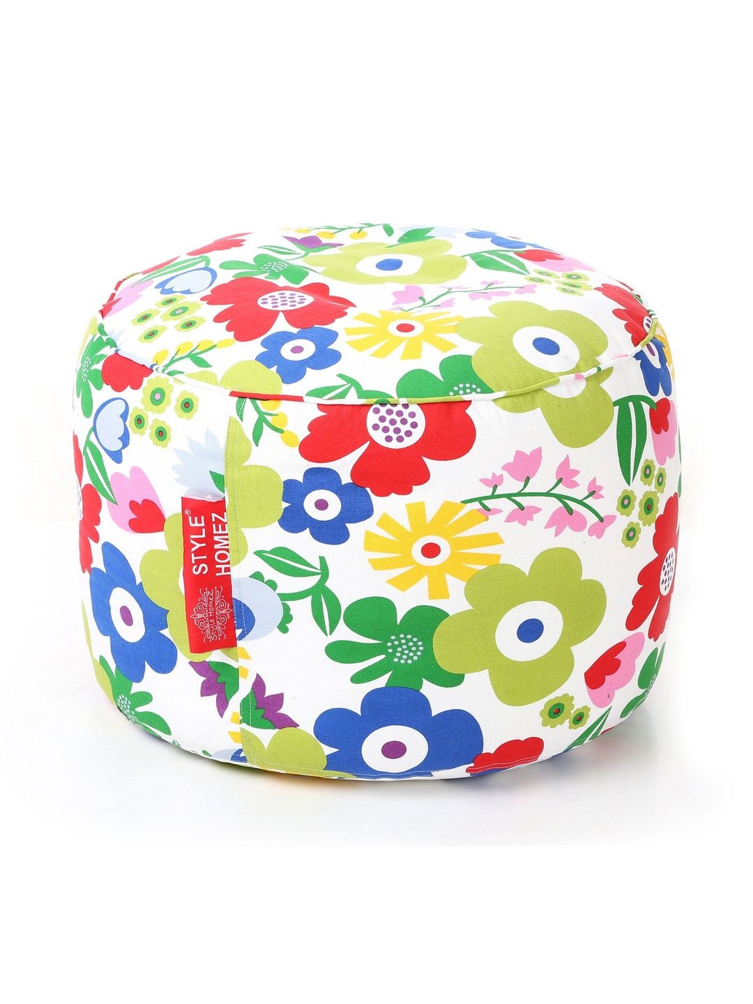 Style Homez White & Green Printed Eco-Friendly Round Ottoman-picture-28