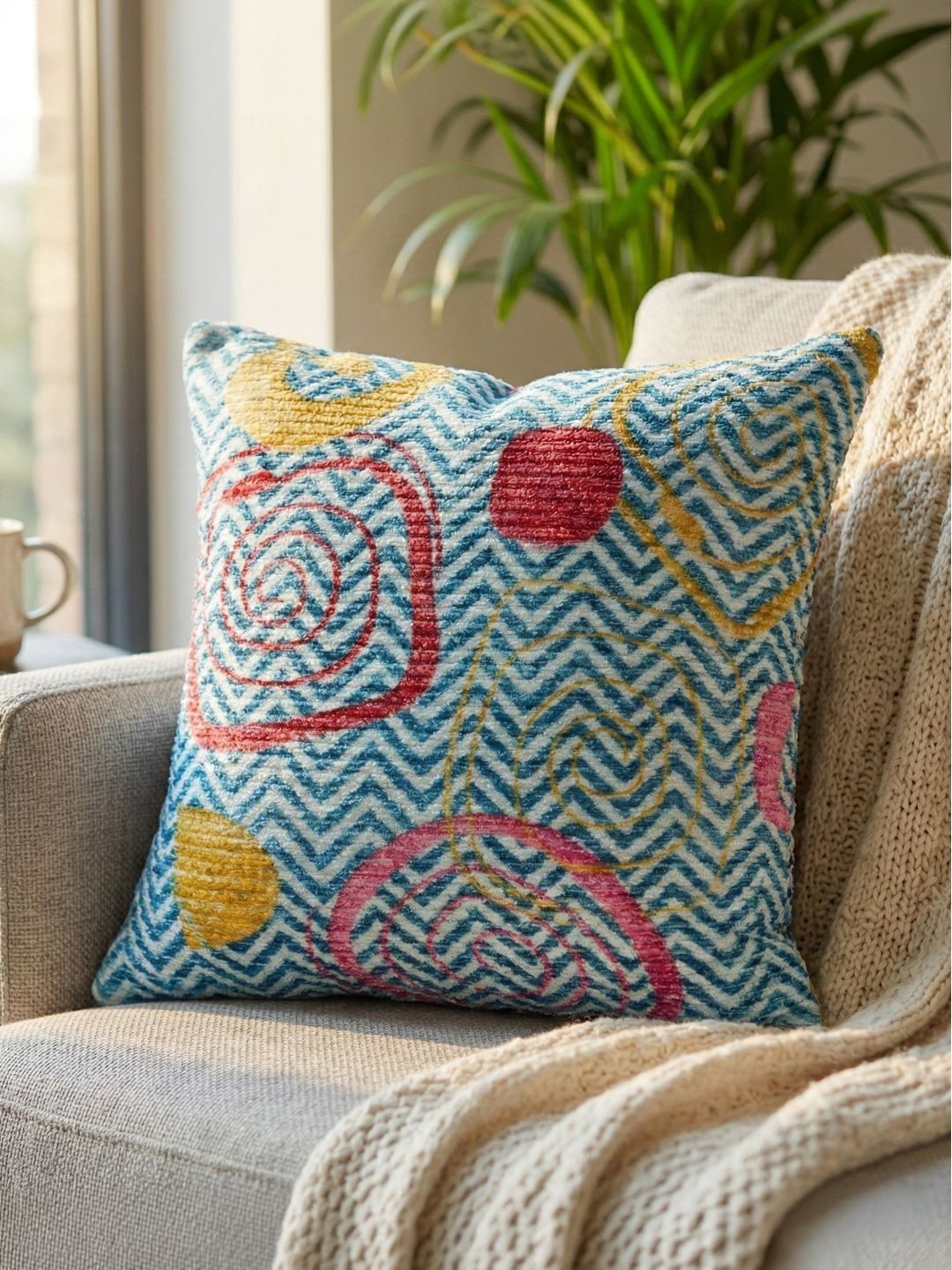 Kaleen India Blue Geometric Square Cushion Covers-picture-34