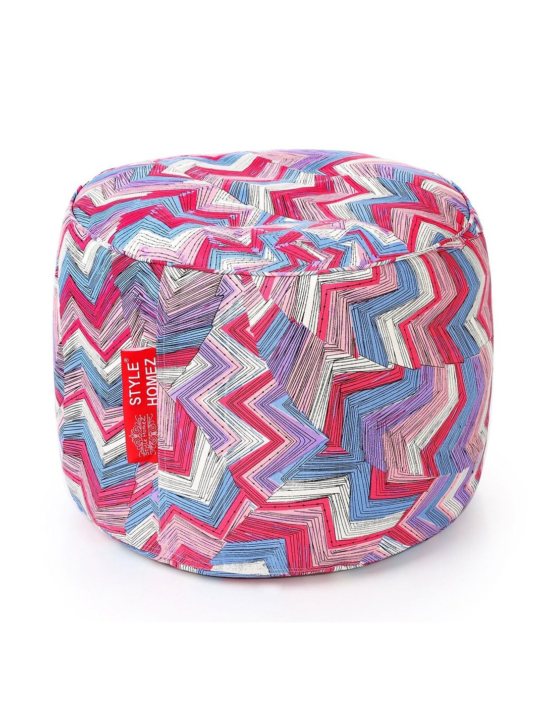 Style Homez Purple & Beige Printed Eco-Friendly Round Ottoman-picture-12