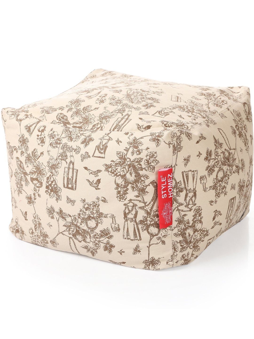 Style Homez Beige & Brown Printed Eco-Friendly Square Ottoman-picture-27