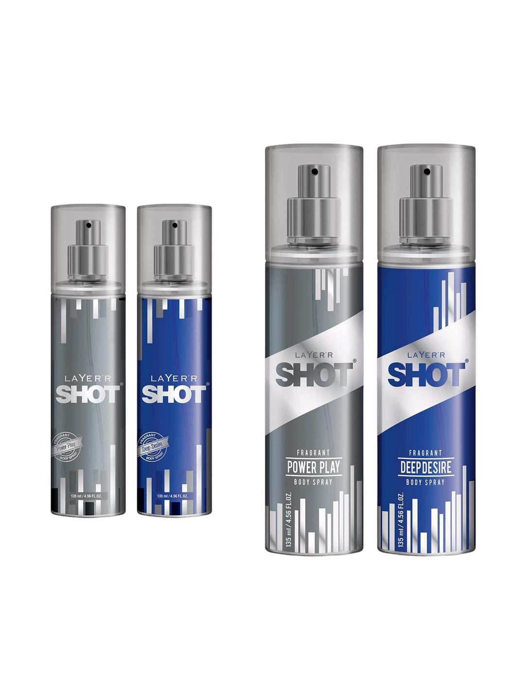 LAYER'R SHOT Set Of 2 Power Play & Deep Desire Long Lasting Body Spray - 135 ml Each-image-46
