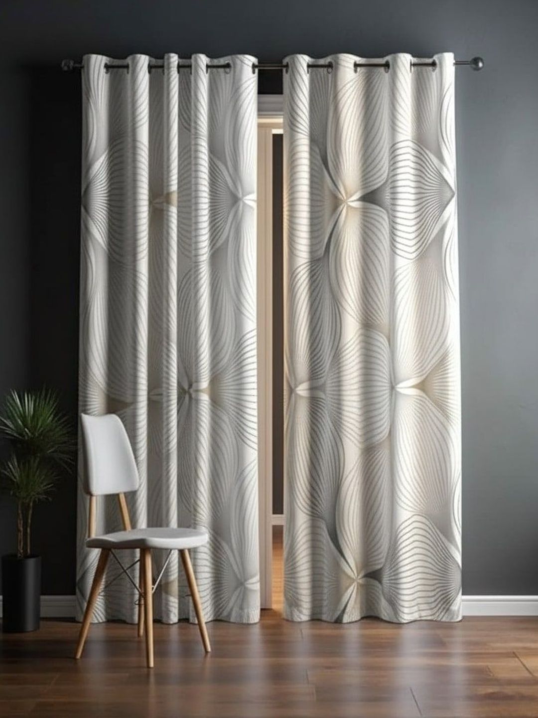 BFAM Unisex Cream Polyester Curtains and Sheers