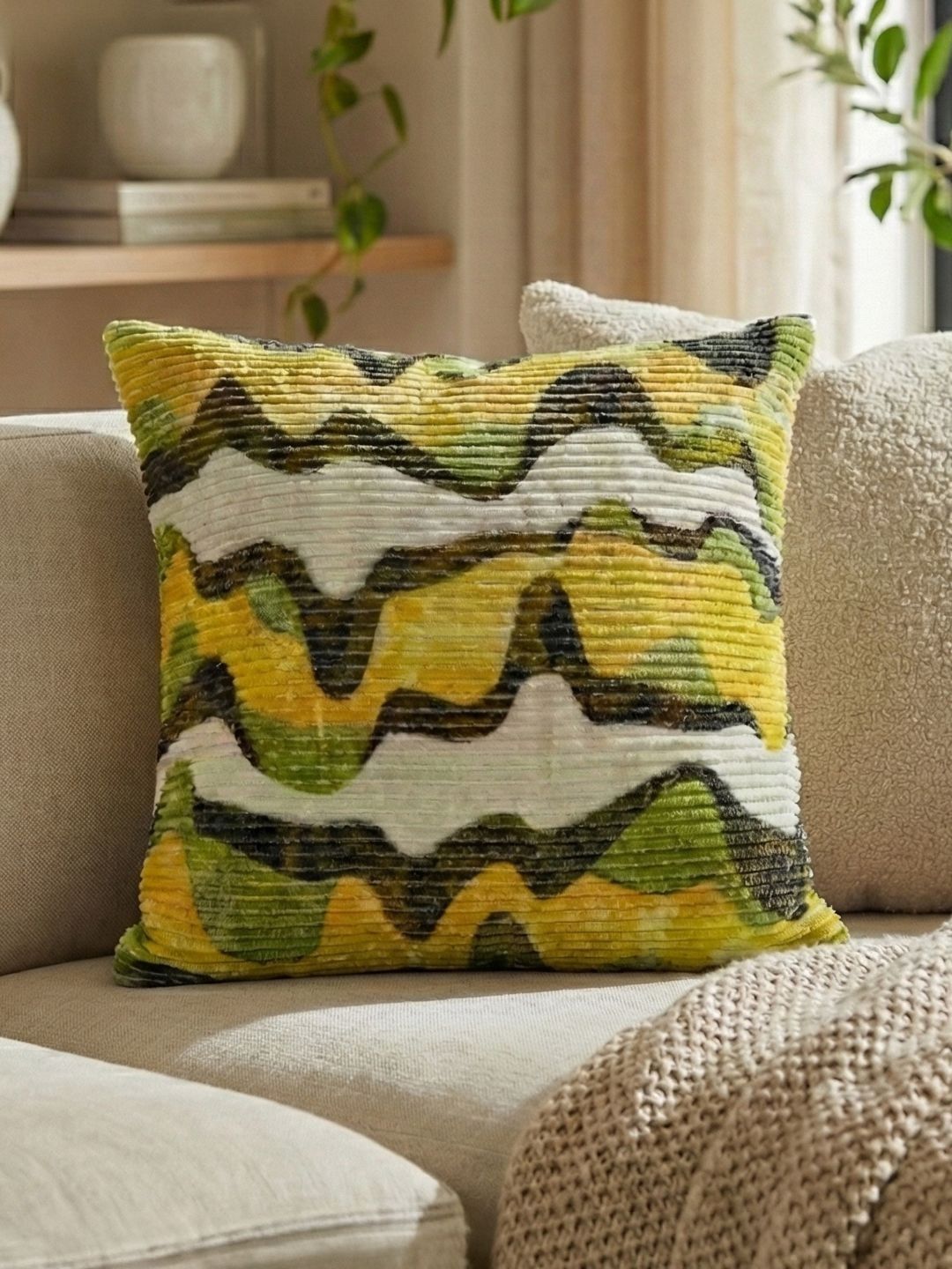 Kaleen India Gold-Toned Abstract Square Cushion Covers-picture-13