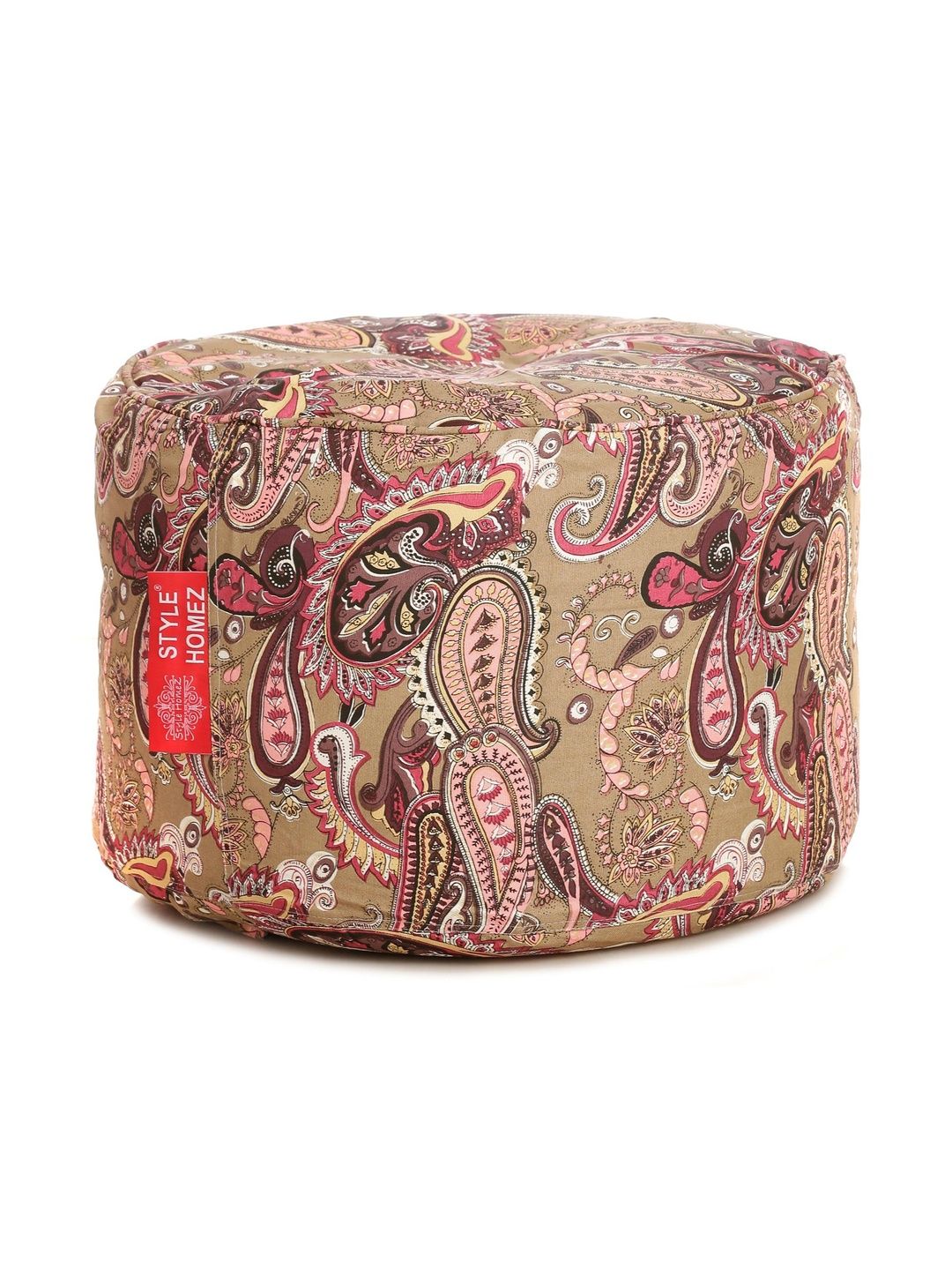 Style Homez Green & Pink Printed Eco-Friendly Round Ottoman-picture-51
