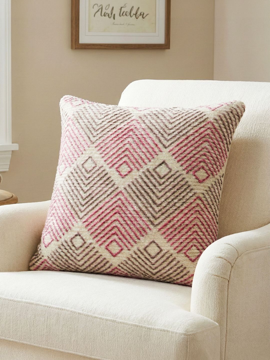 Kaleen India Coral Geometric Square Cushion Covers-image-45