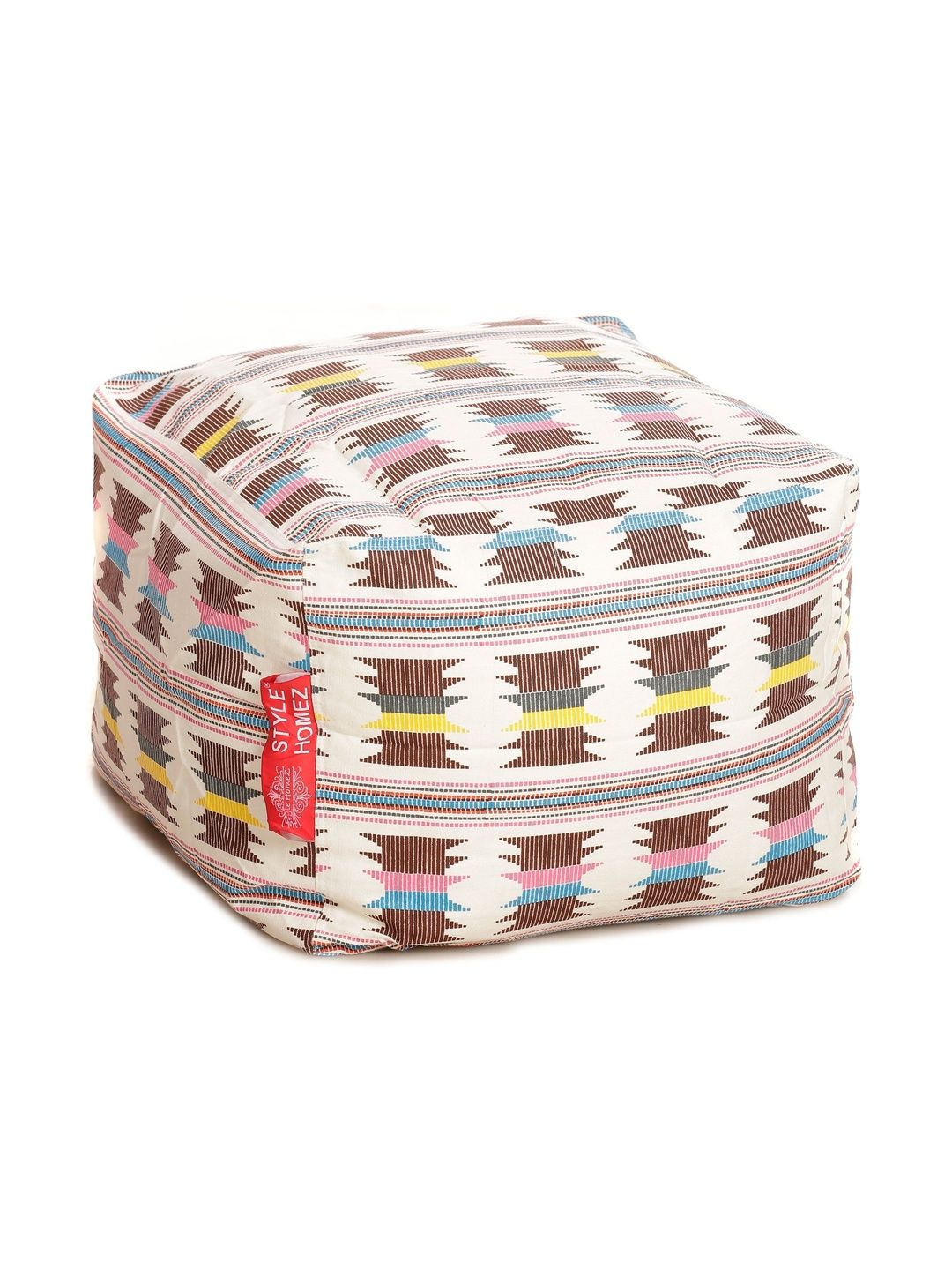 Style Homez White & Brown Printed Eco-Friendly Square Ottoman-picture-35