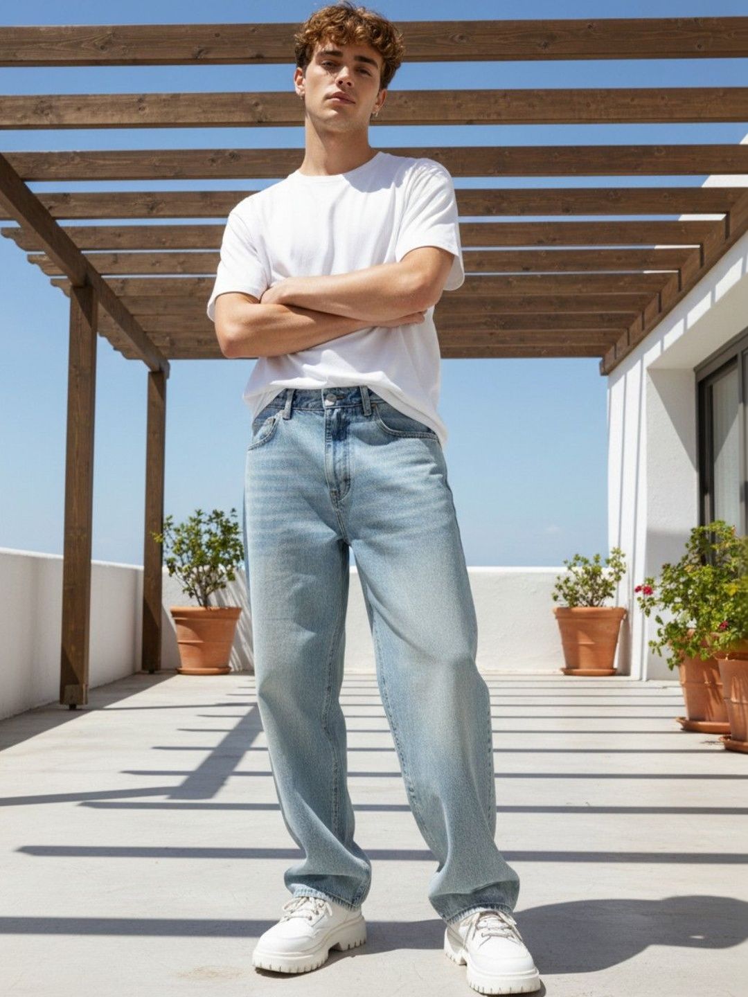 glitchez Men Relaxed Fit Mid-Rise Light Fade Jeans-picture-14