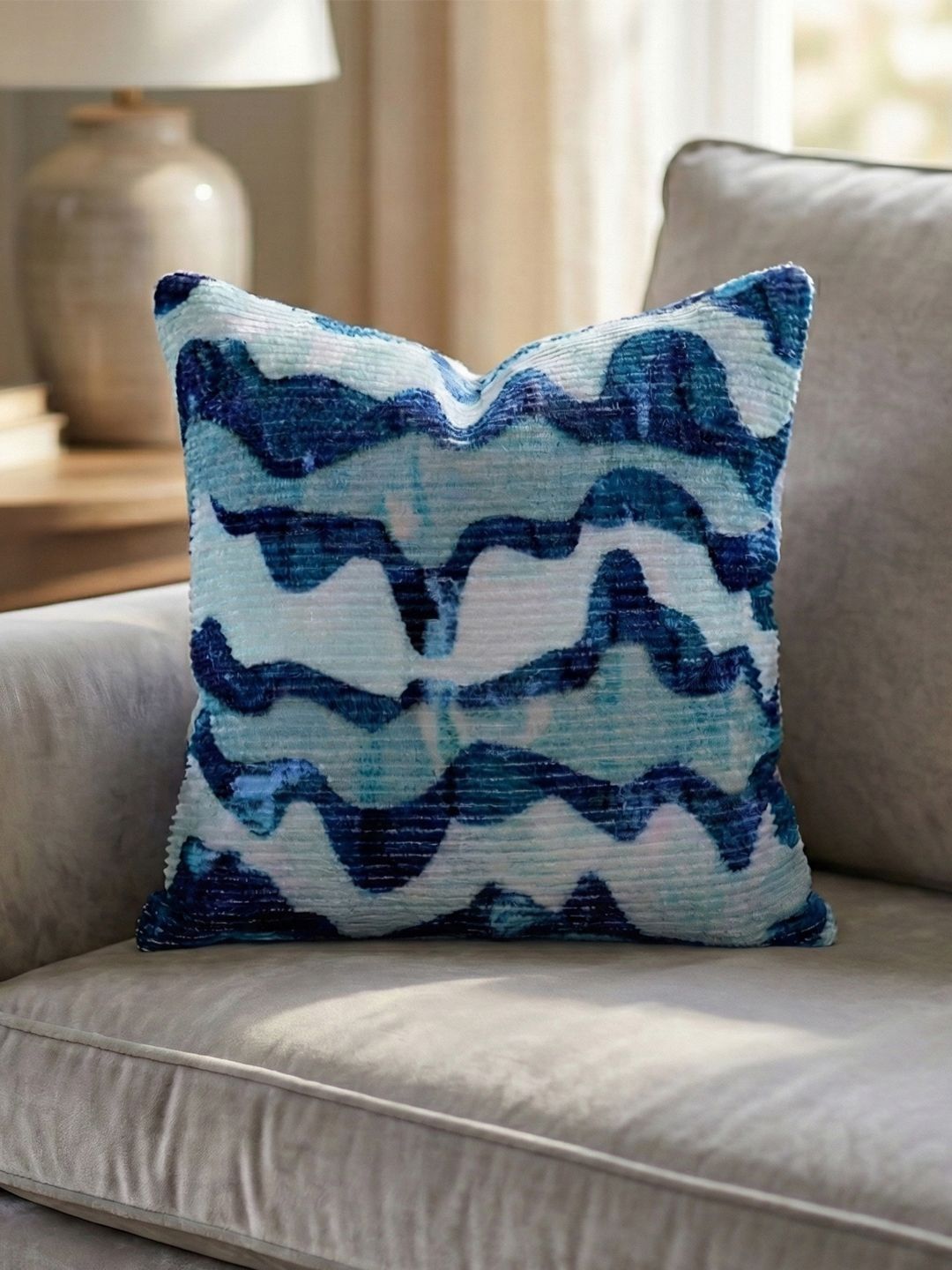 Kaleen India Blue Abstract Square Cushion Covers-image-26