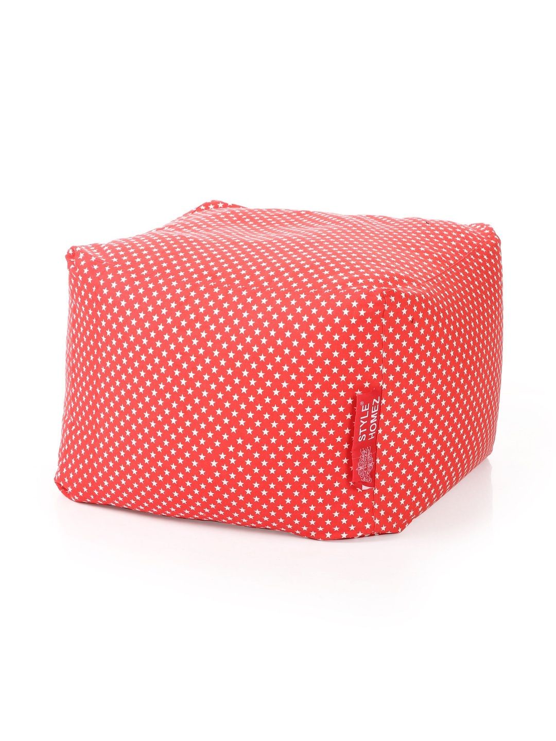 Style Homez Red & White Printed Eco-Friendly Square Ottoman-picture-5